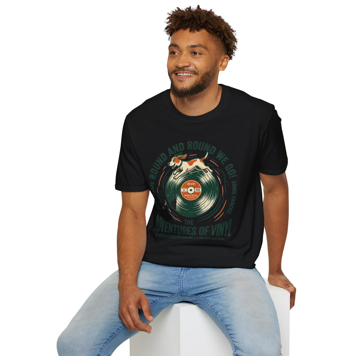 Round and Round We Go Vinyl T-Shirt — The Adventures of Vinyl Retro Record Tee