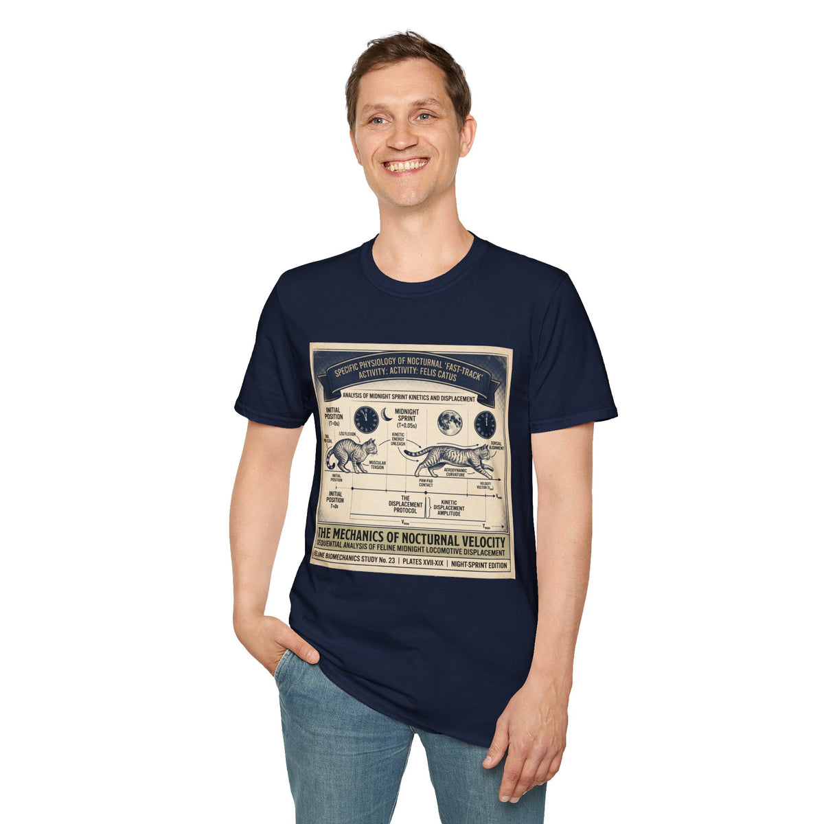 Nocturnal Cat Anatomy T-Shirt – Vintage Feline Physiology Diagram