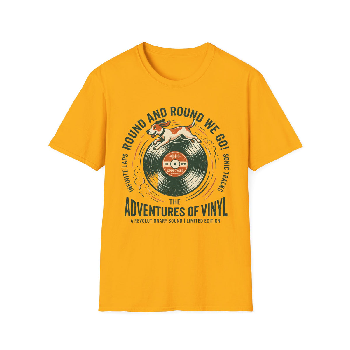 Round and Round We Go Vinyl T-Shirt — The Adventures of Vinyl Retro Record Tee