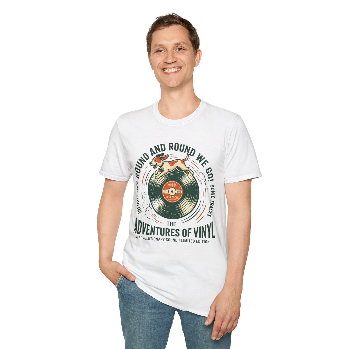 Round and Round We Go Vinyl T-Shirt — The Adventures of Vinyl Retro Record Tee