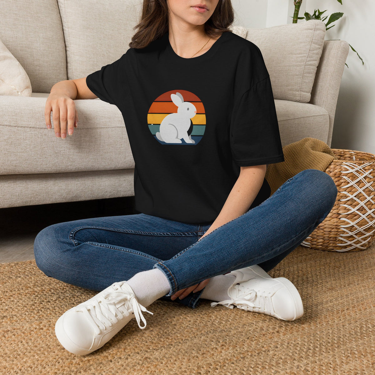 Rainbow striped rabbit T-Shirt