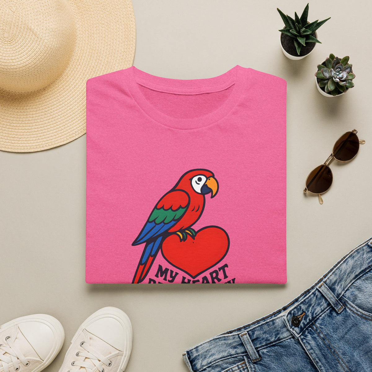 Parrot on Heart T-Shirt