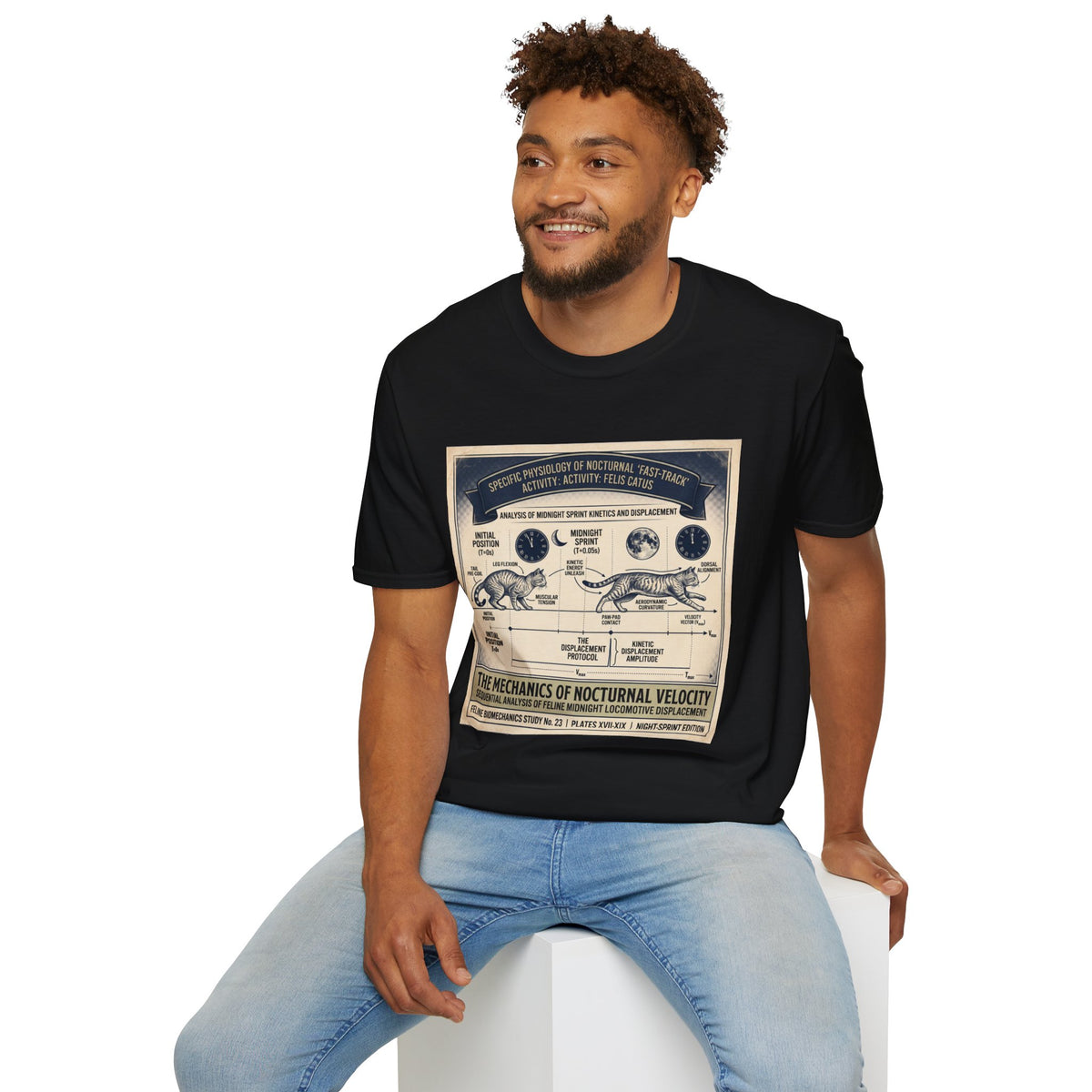 Nocturnal Cat Anatomy T-Shirt – Vintage Feline Physiology Diagram