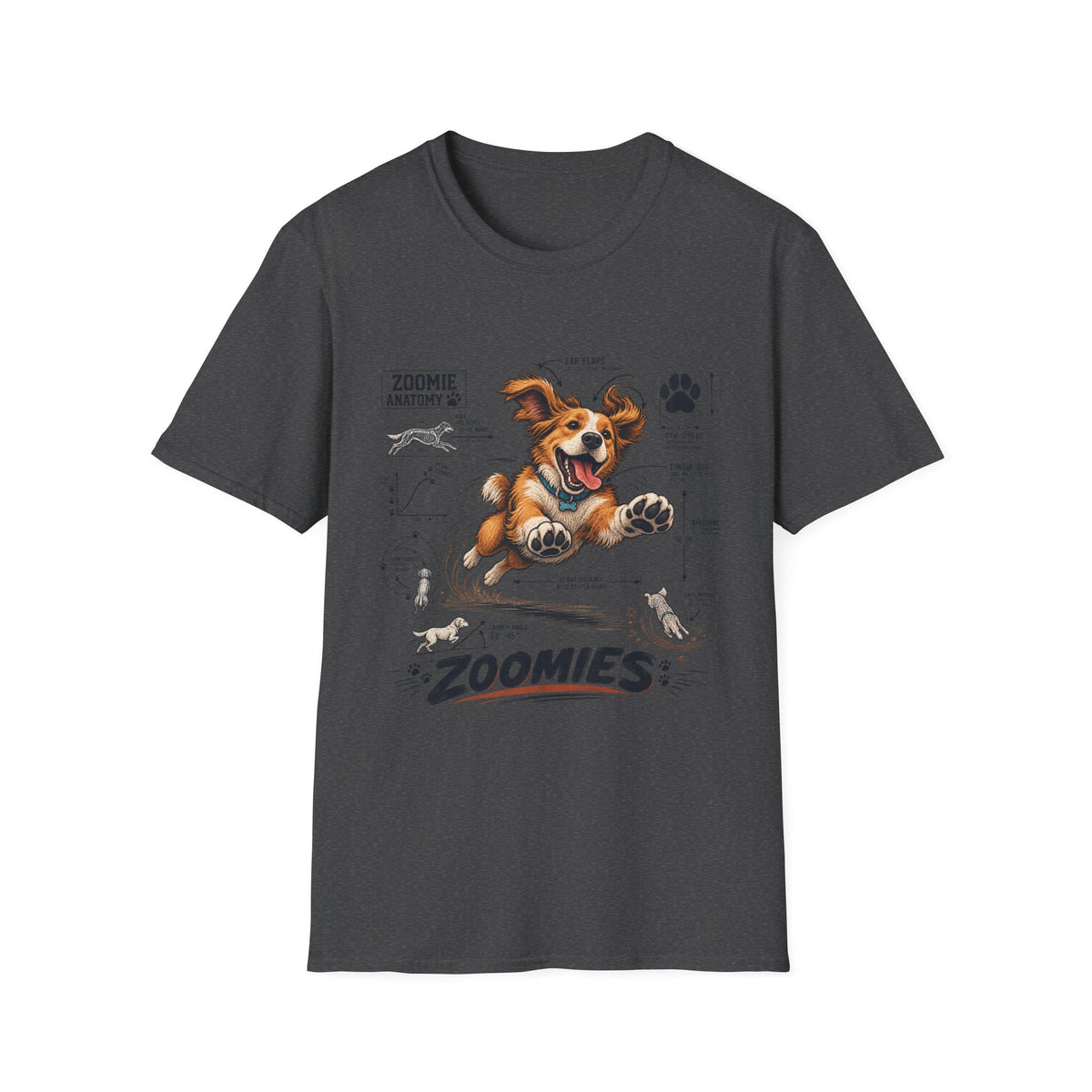 Dog Zoomies T-Shirt — Cute Playful Puppy Anatomy Graphic Tee