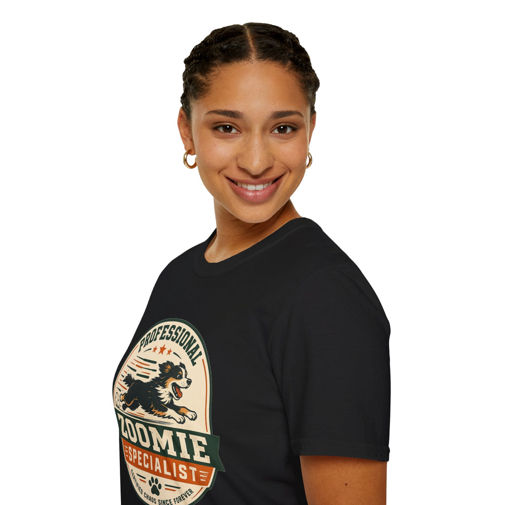 Professional Zoomie Specialist T-Shirt — Funny Dog Running Tee for Dog Lovers