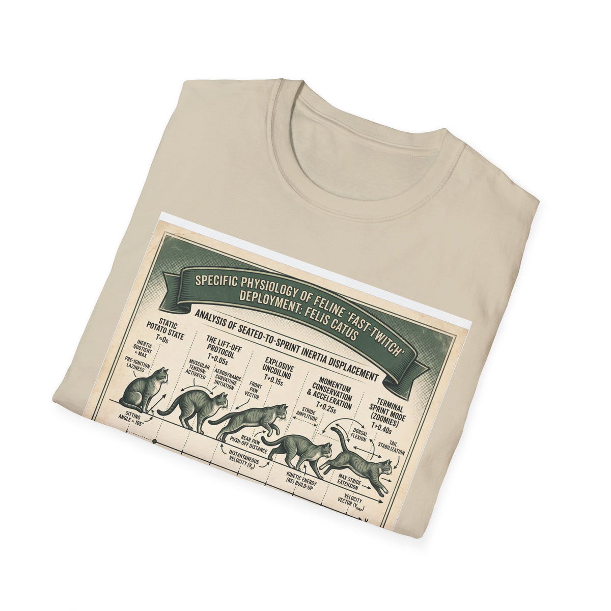 Cat Sprint Anatomy T‑Shirt — Vintage Feline Fast Twitch Diagram