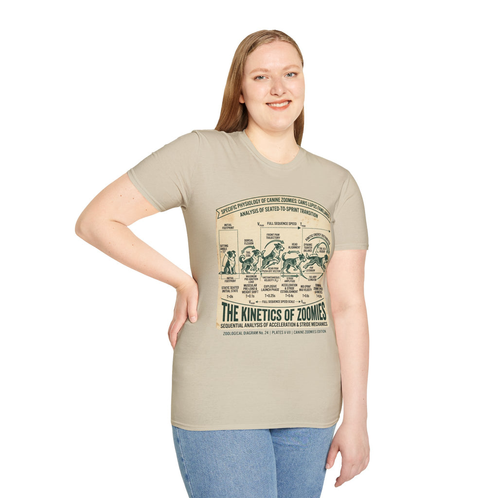 Kinetics of Zoomies T-Shirt — Funny Canine Zoomies Diagram Tee