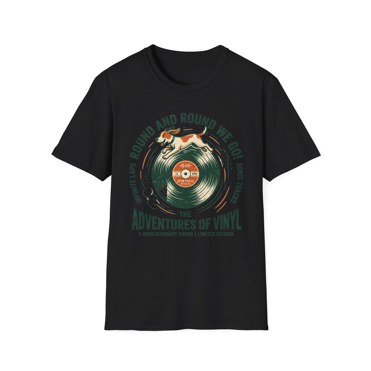 Round and Round We Go Vinyl T-Shirt — The Adventures of Vinyl Retro Record Tee