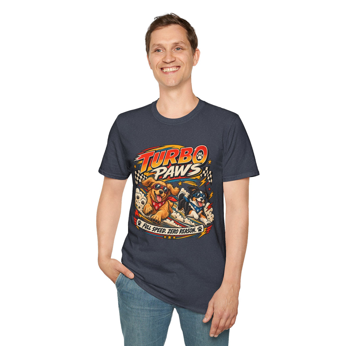 Turbo Paws T-Shirt — Retro Racing Dog Graphic Tee
