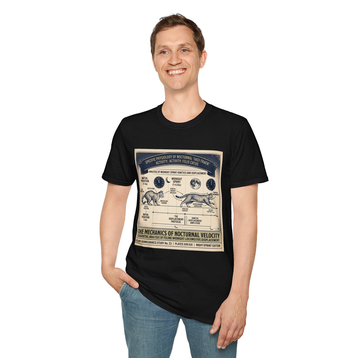 Nocturnal Cat Anatomy T-Shirt – Vintage Feline Physiology Diagram