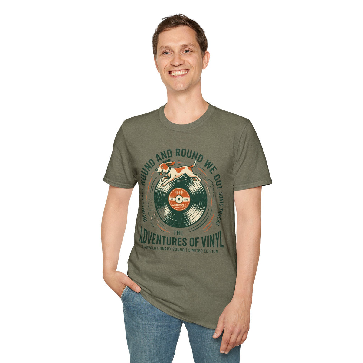 Round and Round We Go Vinyl T-Shirt — The Adventures of Vinyl Retro Record Tee