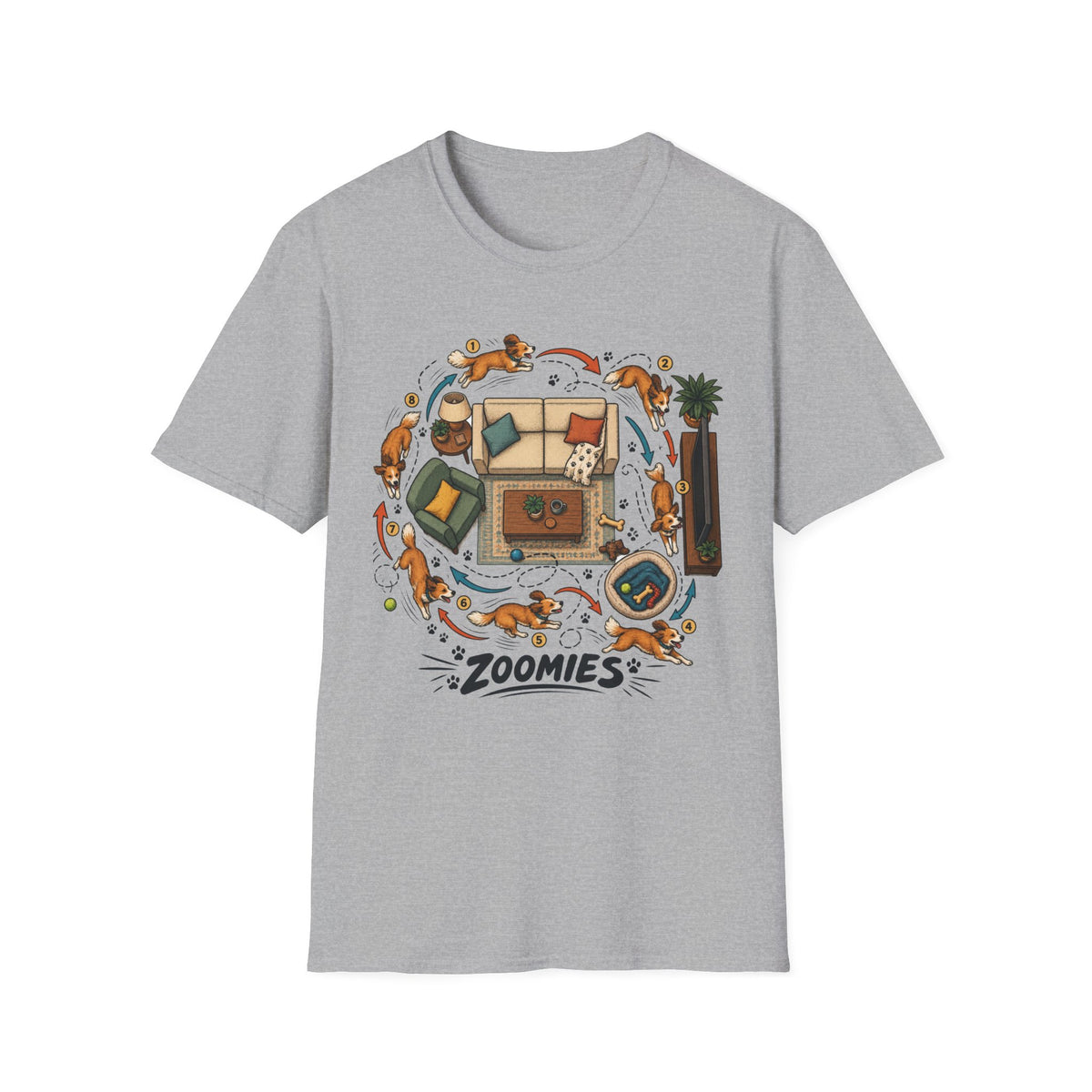 Zoomies Dog T-Shirt — Playful Puppy Housewarming Tee
