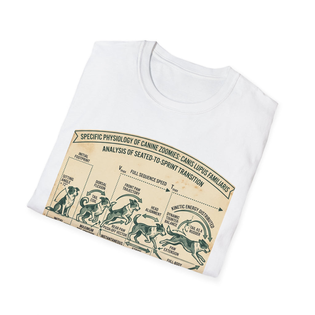 Kinetics of Zoomies T-Shirt — Funny Canine Zoomies Diagram Tee