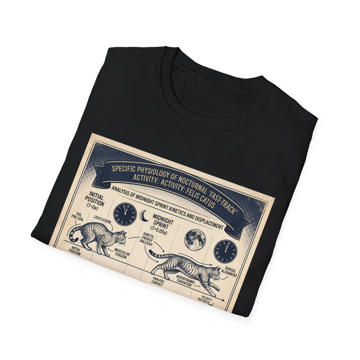 Nocturnal Cat Anatomy T-Shirt – Vintage Feline Physiology Diagram
